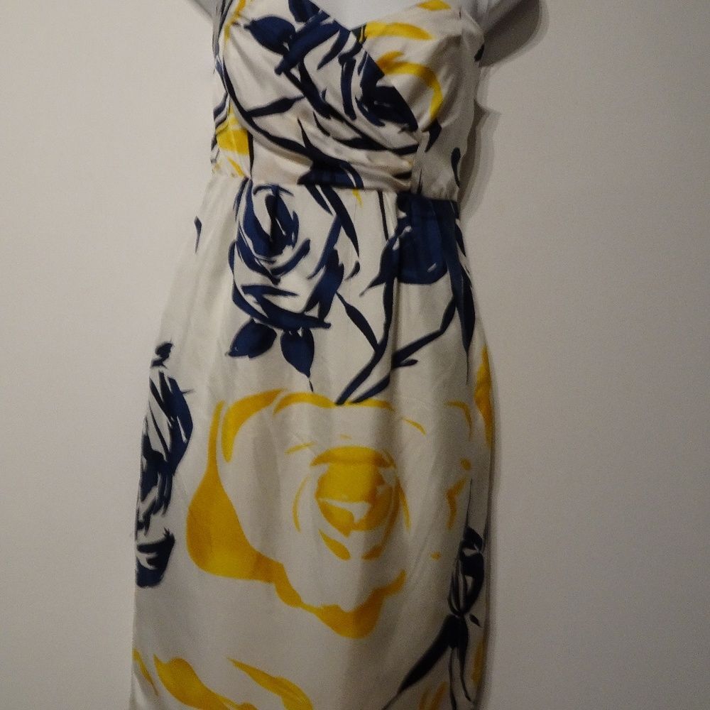 Yumi Kim White Mini Dress with Navy and Yellow Floral Motif